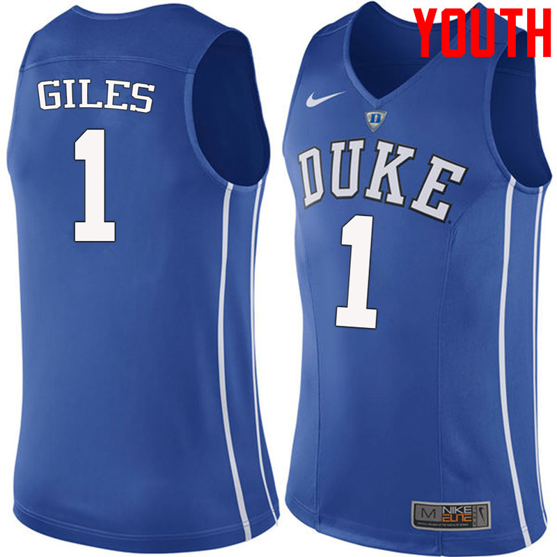 Youth #1 Harry Giles Duke Blue Devils College Basketball Jerseys-Blue